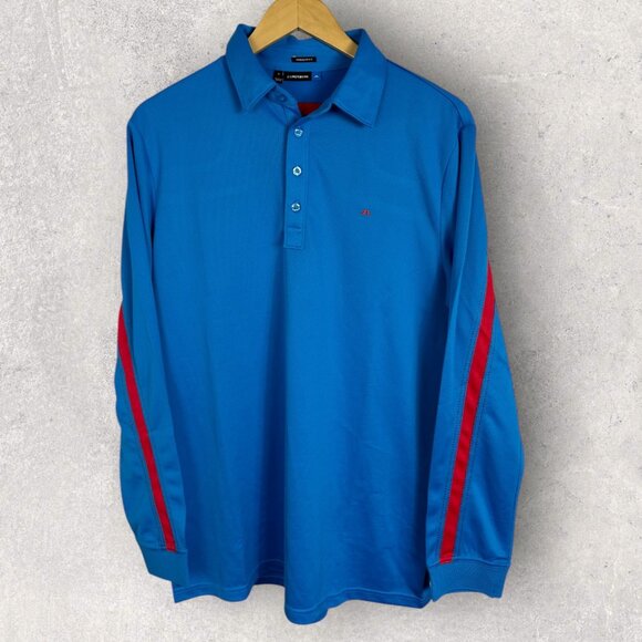 J Lindeberg Blue Long Sleeve Polo Shirt Blue Mens Size Medium Fieldsensor Vilde - Picture 2 of 16